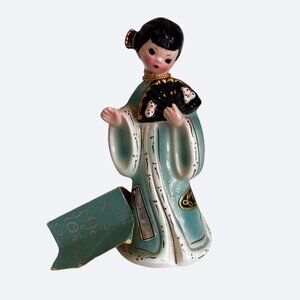 Josef Originals Oriental China Girl Figurine Vintage 1960s Paper Tag Stickers
